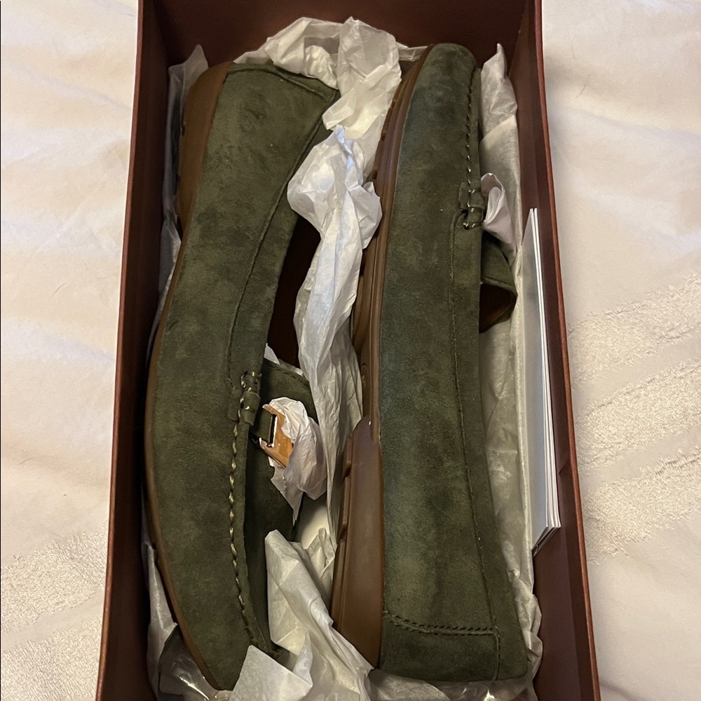 Coach Olympia Suede Loafer Flats - Surplus Olive Green Size 9.5 - Picture 2 of 6